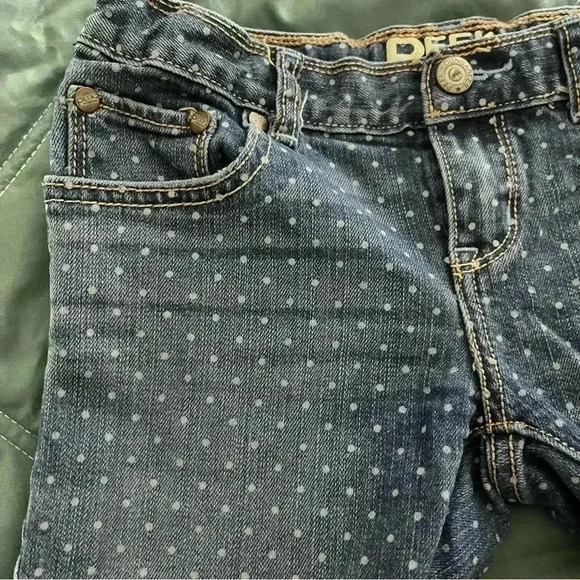 Peek Dungarees Kids Girls Shorts Size 10 Medium Wash Polka Dot Adjustable Waist - Picture 7 of 7